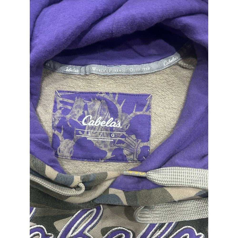 Cabela’s Women’s Hoodie Size Large Camo Purple Logo Athleisure Thick Heavy Cozy - Picture 5 of 7